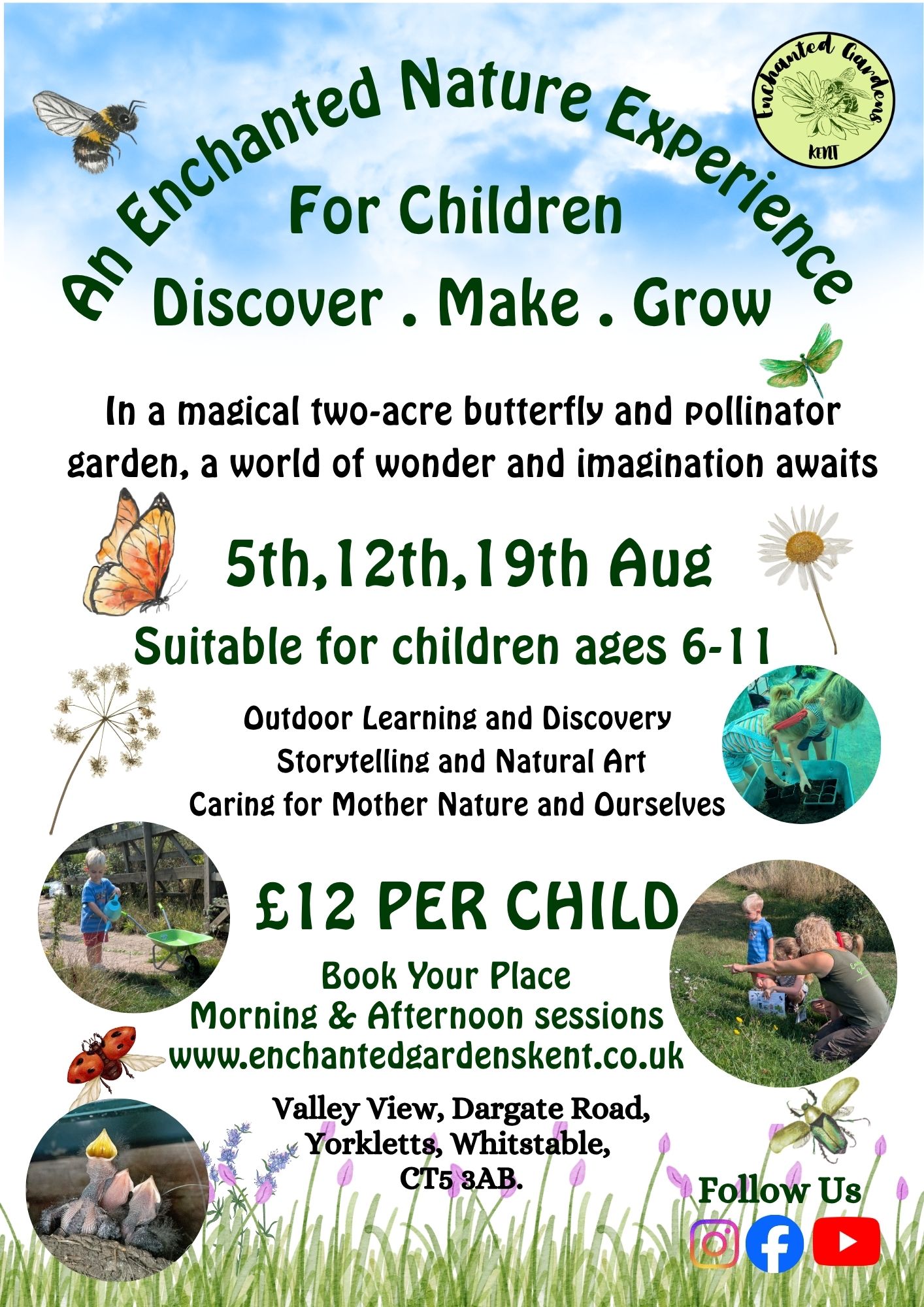 AN ENCHANTED NATURE EXPERIENCE FOR CHILDREN AFTERNOON SESSION 1 TILL 3 - AUGUST 5TH - £12.00 PER CHILD